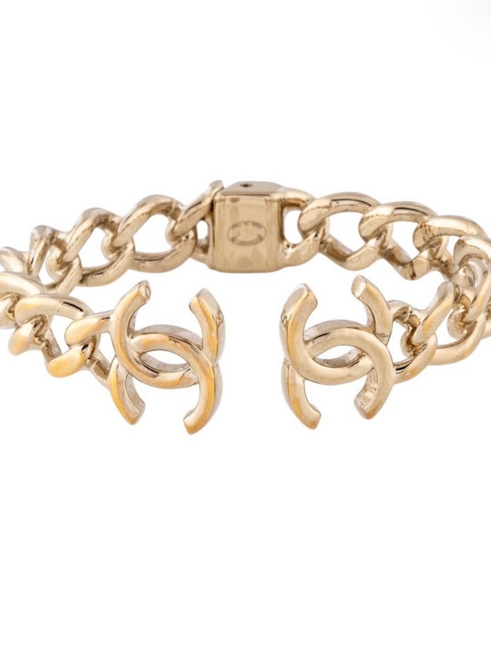 Chanel Gold Chain Bracelet with Interlocking CC Logo